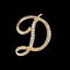 Minimalist Rhinestone Alphabet Brooch: Elegant Geometric Pin for Sweaters or Coats