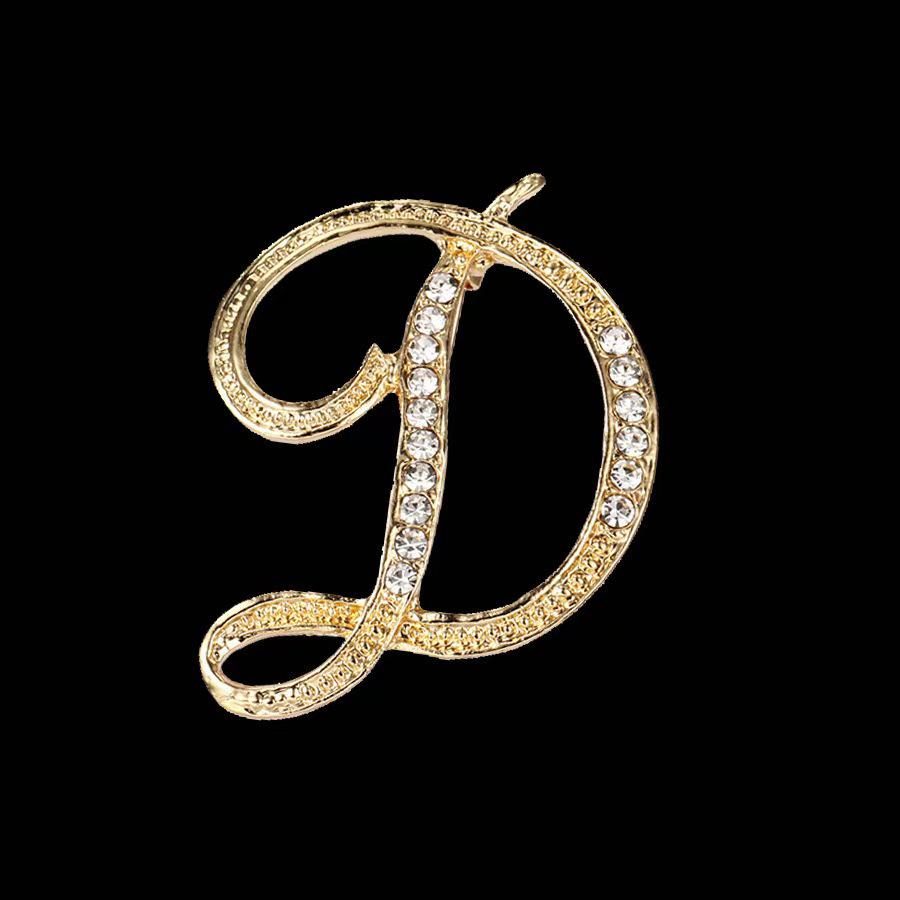 Minimalist Rhinestone Alphabet Brooch: Elegant Geometric Pin for Sweaters or Coats
