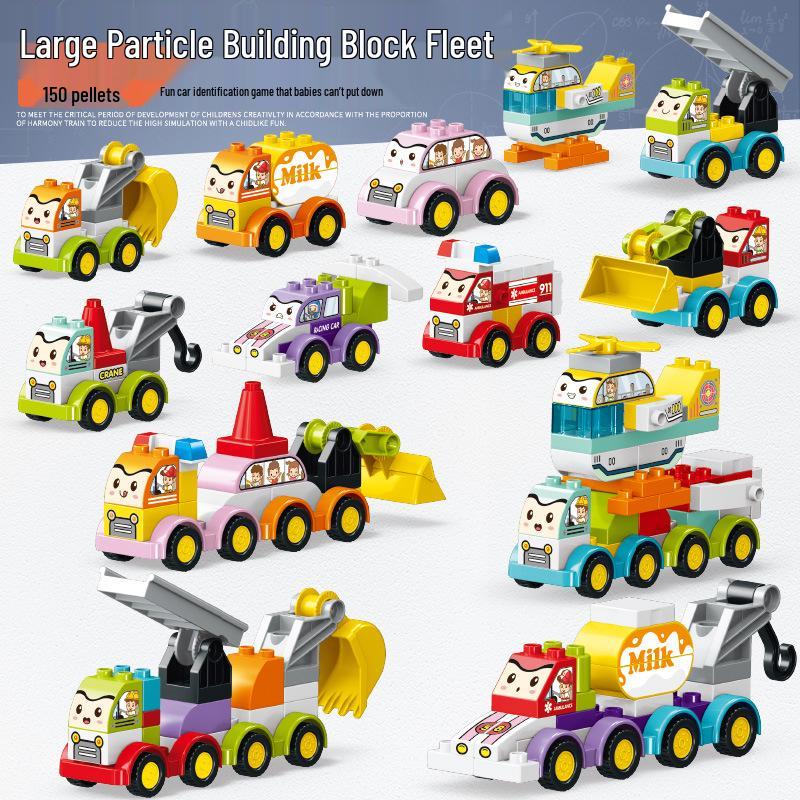 Large Particle Interlocking Police Car Building Blocks for Kids