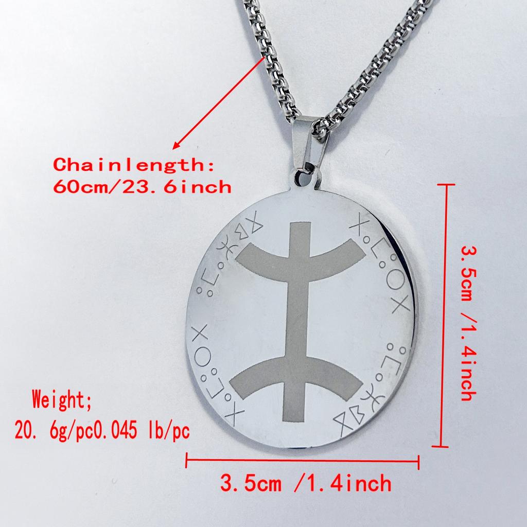 A stainless steel round Berber pendant necklace, a fashion accessory, creative gift for men and women, a necklace pendant for friends