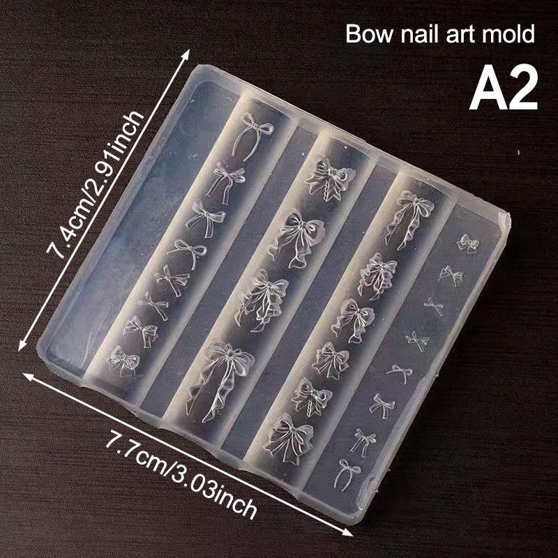 3D Bowknot Silicone Nail Mold Mixed Sized Shaped Bow Soft Stamping Plates Kawaii Ballet Bow DIY Manicure Art Mould Tools