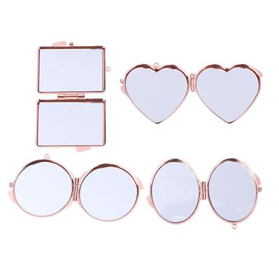 Mini Espejo Plegable Llavero Forma Redonda Corazón Ovalada Cuadrada Espejo Cosmético Doble Cara Llavero Plegable de Metal Espejo de Maquillaje