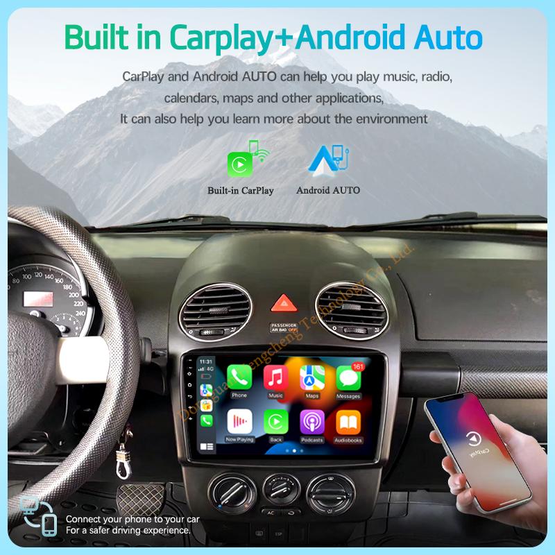 9.0Inch Car Multimedia Player For Volkswagen Beetle 2000-2011 GPS Navigation Radio Android12 8+128G 8Core CarPlay 4G 360Camera