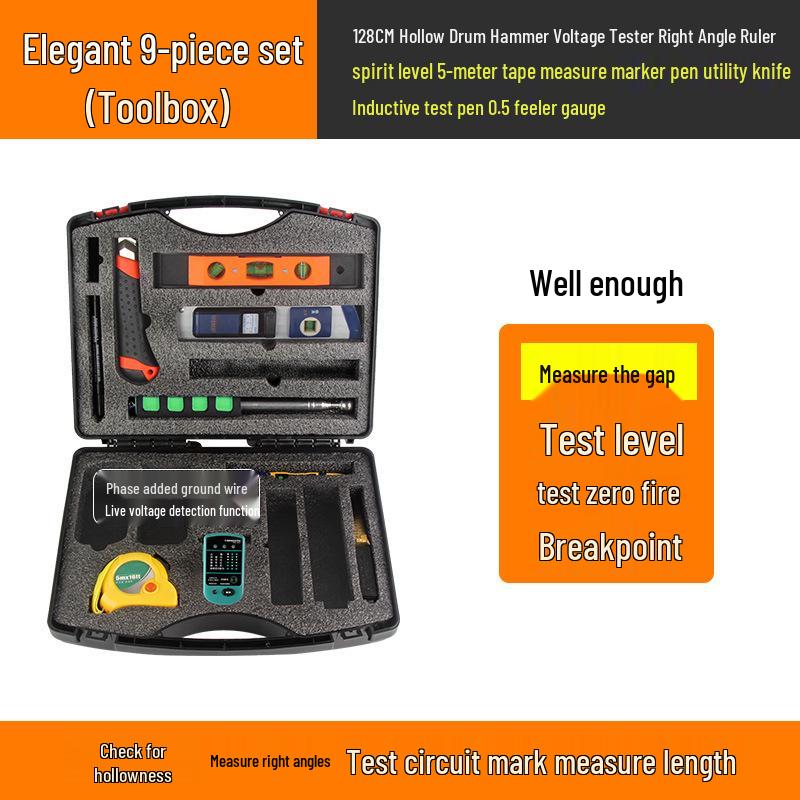Home Inspection Toolkit: Sounding Hammer, Angle Ruler, Level, Electrical Tester, Phase Detector