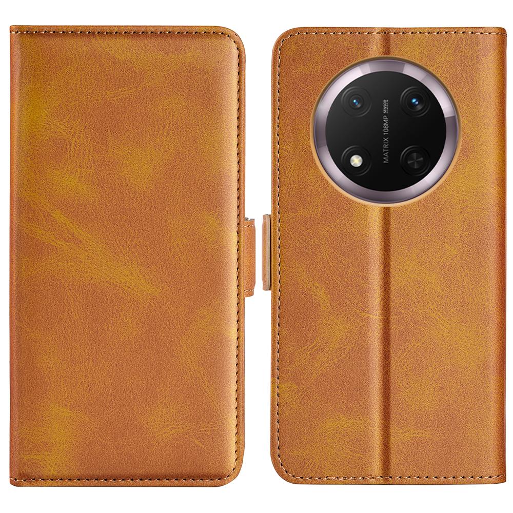 

For Honor Magic7 Lite 5G/X9c 5G/X60 Pro 5G Stand Case Calf Texture Leather Wallet Phone Cover Yellow