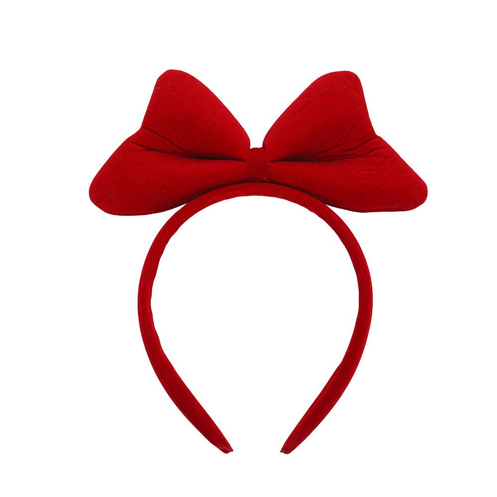 Holiday Velvet Bow Luminous Antler Headband - Red
