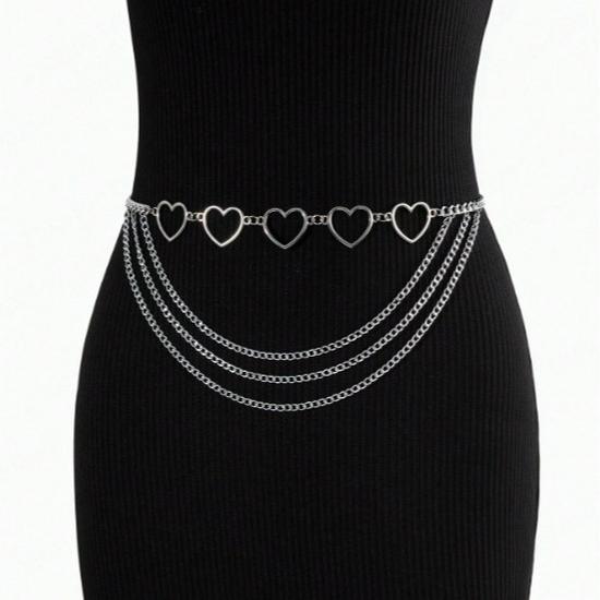 

4475 Women s Heart Waist Chain - Multi-Layer Metal Belt for Dresses серебряный