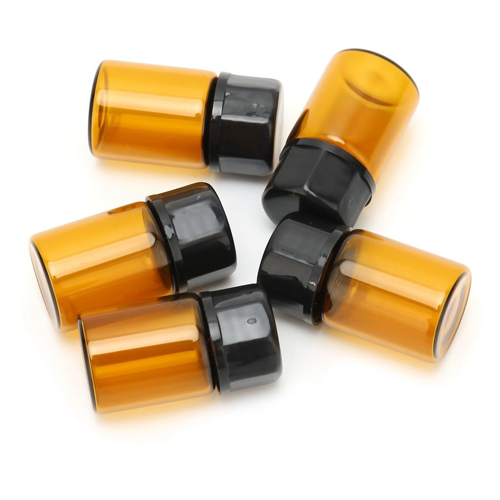 5pcs Dark Brown Perfume Separately Glass Small Bottles Portable Sample Flask 2ml