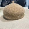 Diamond Pattern Rabbit Fur Beret For Women Plush Knitted Thickened Warm Winter Artist Hat Elegant Autumn Casual Cloche