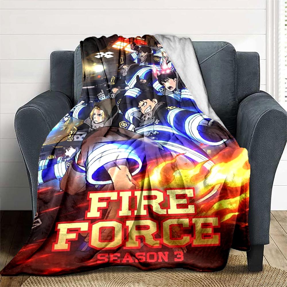 Fire Force Print Flannel Blanket High Quality Warm Comfortable Cover for All Seasons Perfect for Gifts Home Decor