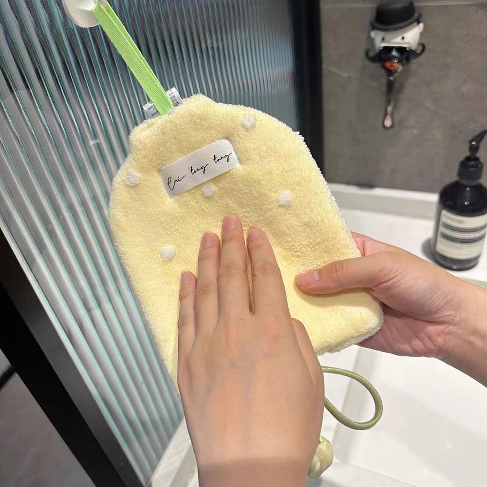 Simple Tulip Polka Dot Hand Towel Hanging Cute Bathroom Absorbent Towel Kitchen Coral Velvet Quick-drying INS Style Handkerchief