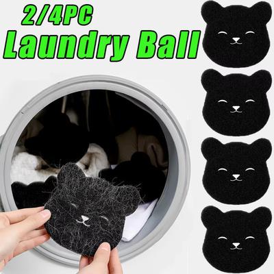 4PCS Bear Shape Laundry Balls Lint Catcher Reusable Pet Hair Remover Cleaning Sponge for Clothes Sofa Cat Dog Home House