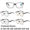 Unisex Retro Large Frame Reading Glasses Anti Blue Light HD Spring Leg Presbyopia Glasses Up To +4 0