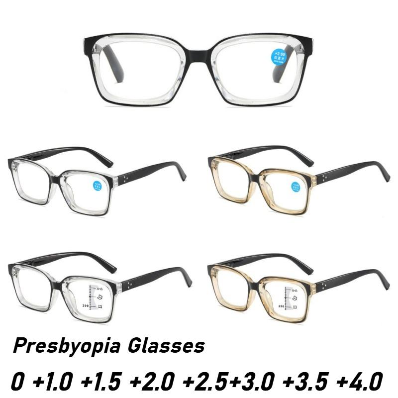 Unisex Retro Large Frame Reading Glasses Anti Blue Light HD Spring Leg Presbyopia Glasses Up To +4 0