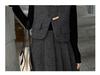 Ensemble gilet et jupe gris élégant 2025 pour filles - Collection Printemps/Automne
