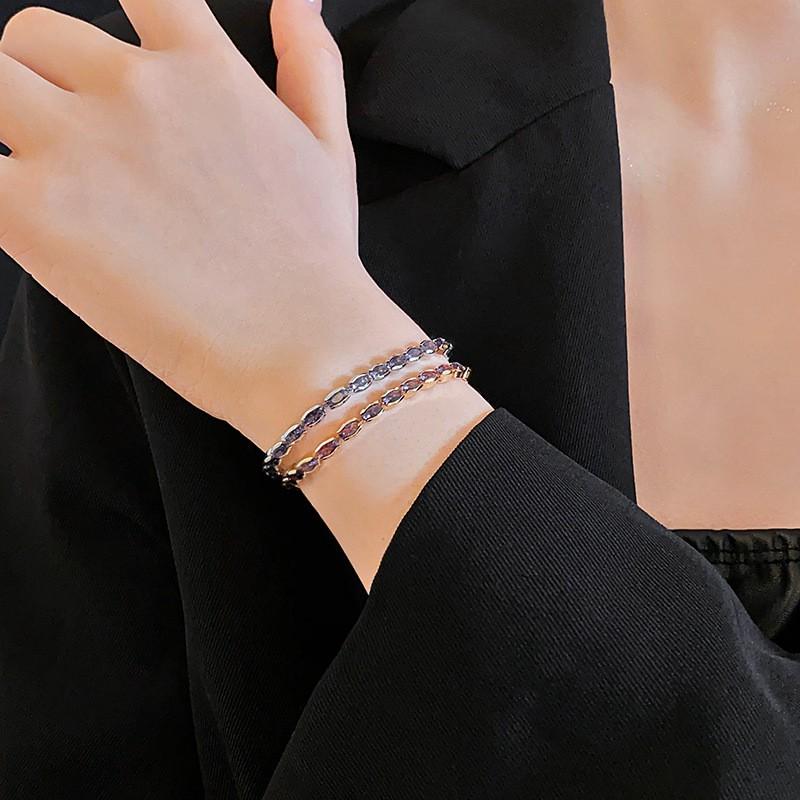 Geometric Zircon Crystal Bracelet Women Gold Plated Minimalist Fashion OL Style Statement Jewelry