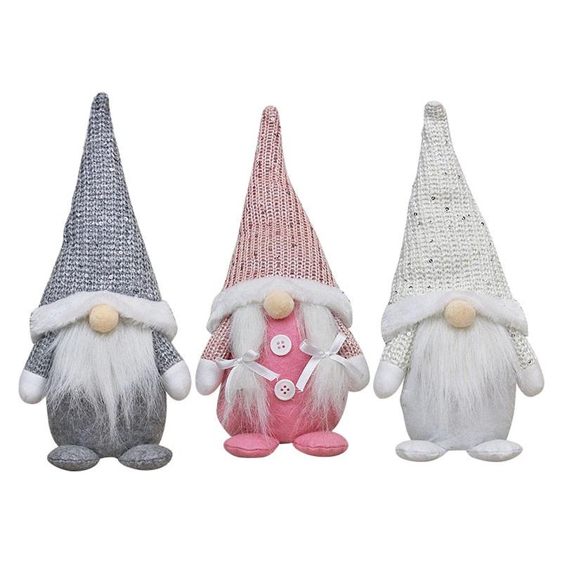 Christmas Wool Knitted Santa Figurines Shopwindow Gnome Handmade Plush Doll Tabletop Decor CDN