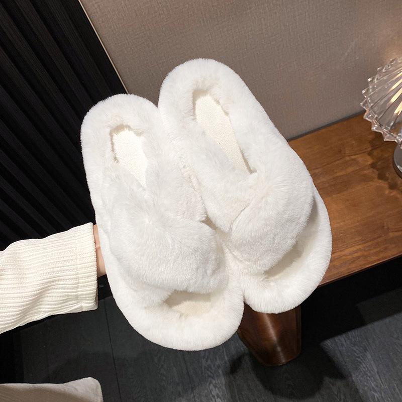 2025 New Mao Mao Slippers Women's Cross Household Thick Bottom Outer Wear Home Thermal Cotton Slippers Domestic Sales Foreign Trade Large Size