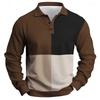 2025 Fashion Men'S Color Block Long Sleeve Polo Shirt Breathable Casual Tops Slim Fit Quick Drying Classic Collar Polo Shirt