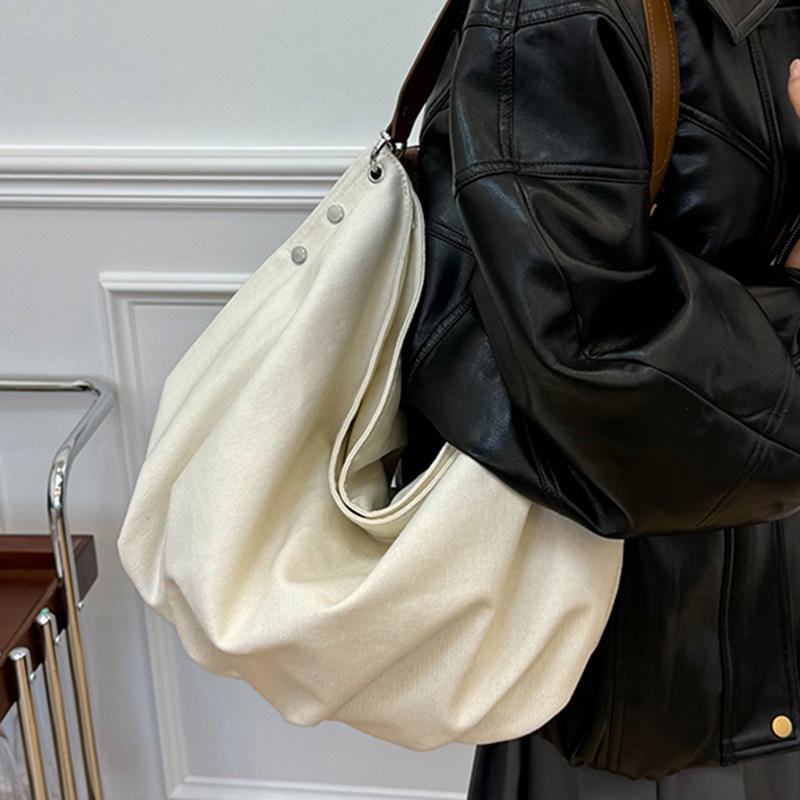 Retro Simple Lazy Wind Canvas Bag Women's 2025 Autumn New Commuter Tote Bag Fashion Shoulder Messenger Bag
