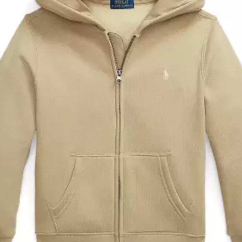 Polo Ralph Lauren Solid Color Hoodie With Small Pony Logo Zipper Long Sleeve Kids hoodies Khaki 323816800-015