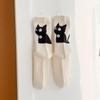 1 Pair Cartoon Cat Printed Kawaii Socks Women College Style School Girls Cute Socks Casual Harajuku Retro Middle Tube Socks