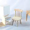 Natural Wood Doll House Furniture Unpainted Miniature Study Chair Desk Set For Creative Kids Pretend Play Customization