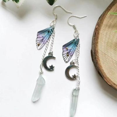 Butterfly Wings Earrings Moon Fairy Crystal Earring Irregular Crystal Earrings Romantic Bridal Jewelry