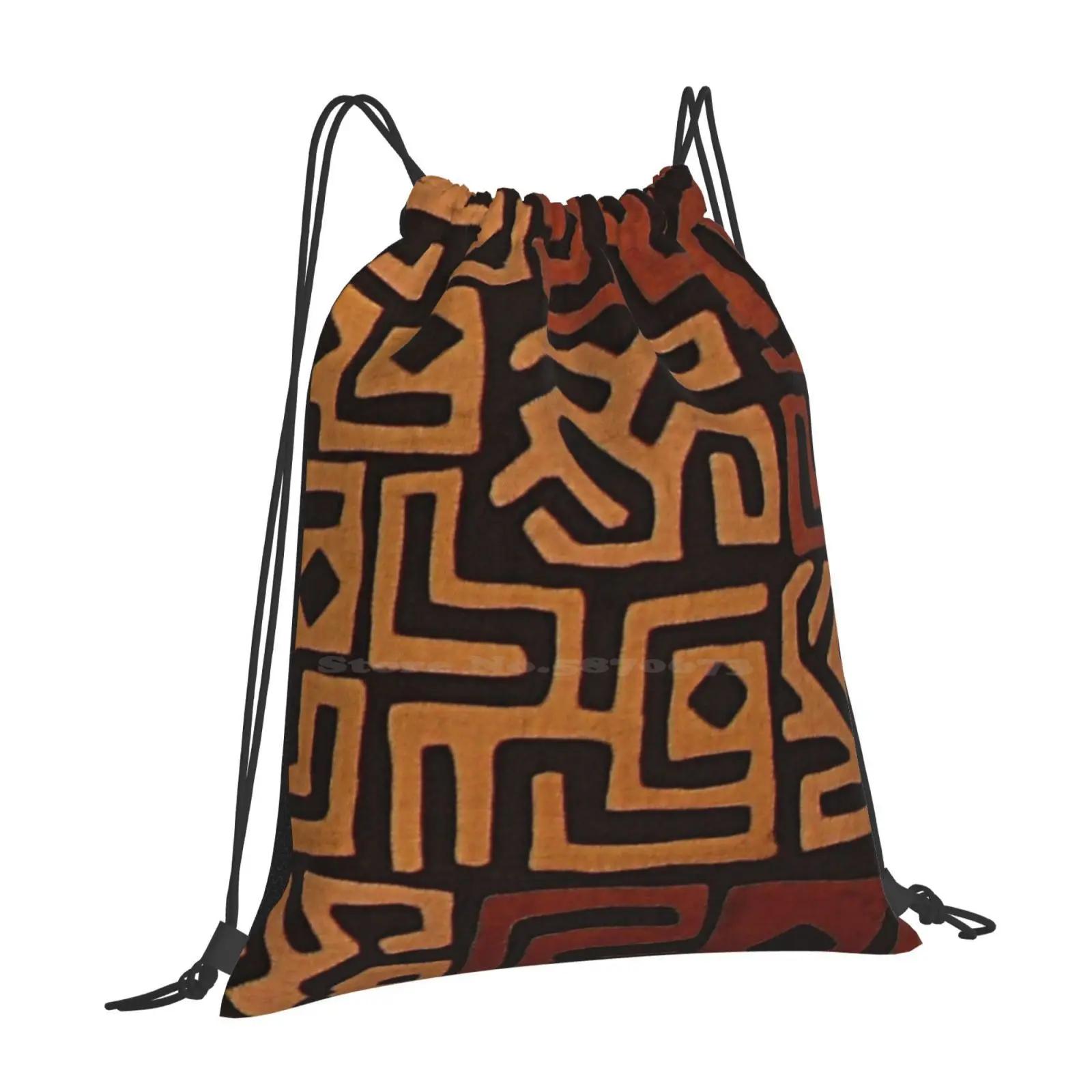 African Mudcloth Pattern Hot Sale Backpack Fashion Bags Mudcloth Pattern Ethnic Geometric Bohemian Minimal Simple African Mud OneSize