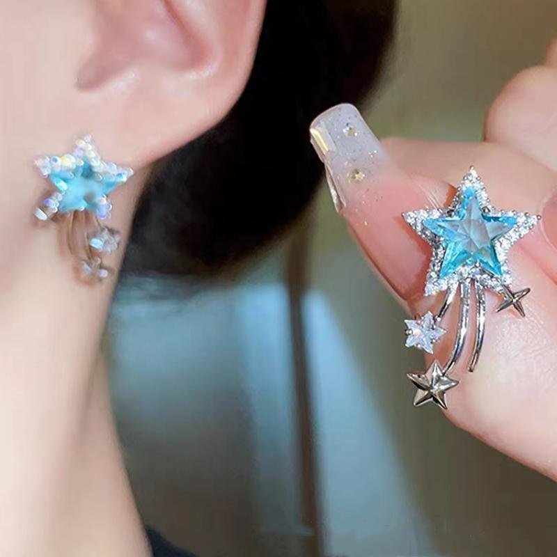 Exquisite Blue Series Luxury Stud Earrings for Women: Elegant, Versatile, and Stylish.