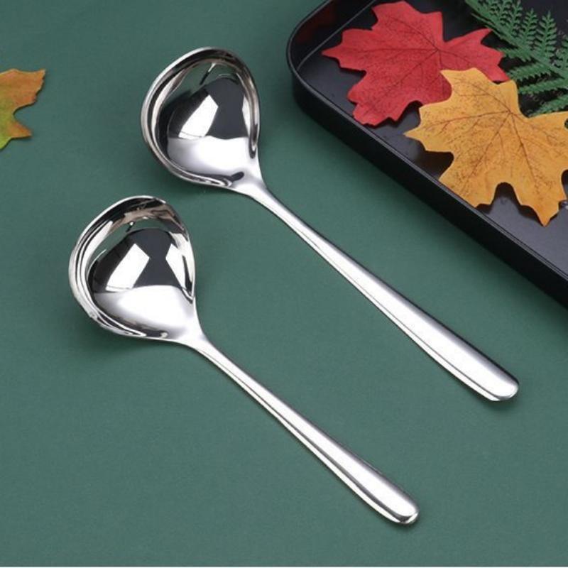 2Pcs Stainless Steel Thickened Long Handle Soup Spoon For Hot Pot Serving Porridge Kitchen Tableware Cooking Utensil