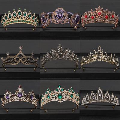 Vintage Baroque Queen Tiara Wedding Crown Bridal Diadem Gold Crystal Rhinestone Head Jewelry Headpiece Wedding Hair Accessories