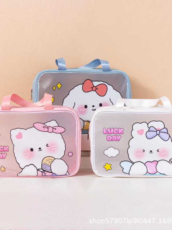 

Мультяшный 3-предметный набор водонепроницаемых дорожных сумок большой вместимости для макияжа и туалетных принадлежностей Cartoon Print - Small чёрный