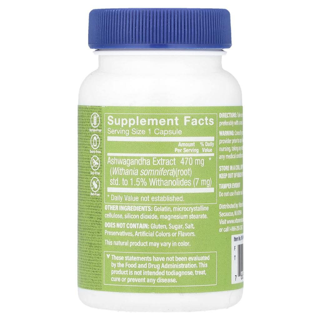 the Vitamin Shoppe Ekstrakt z ashwagandhy, 470 mg, 60 kapsułek