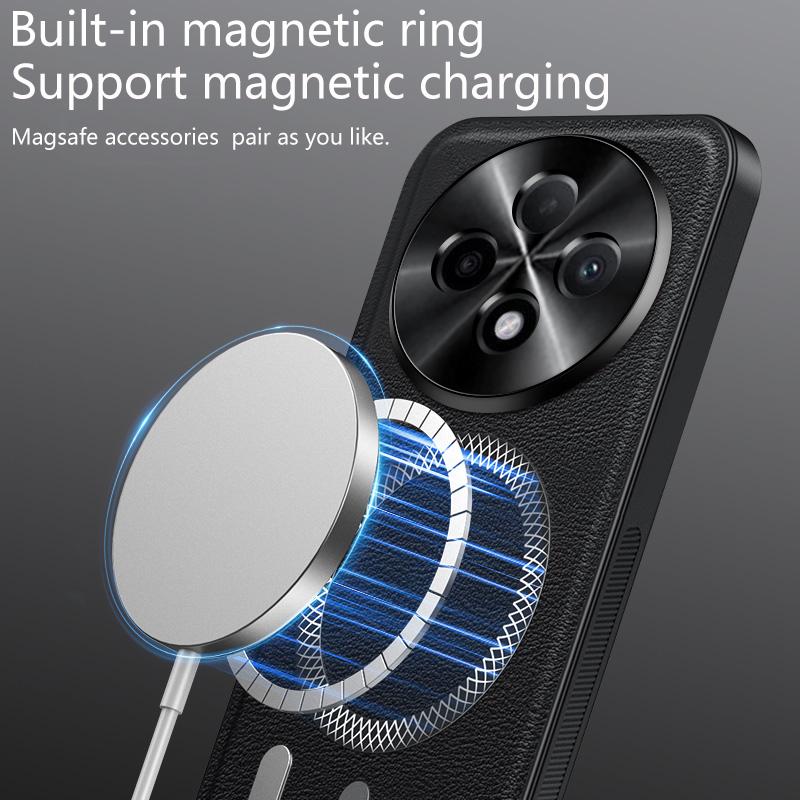 Pro pouzdro Oppo Reno 12F 5G Magnetické Elegantní Kožené Odolné proti opotřebení Objektiv Plně kryté Protiskluzový úchop Kryt okraje Skořepina