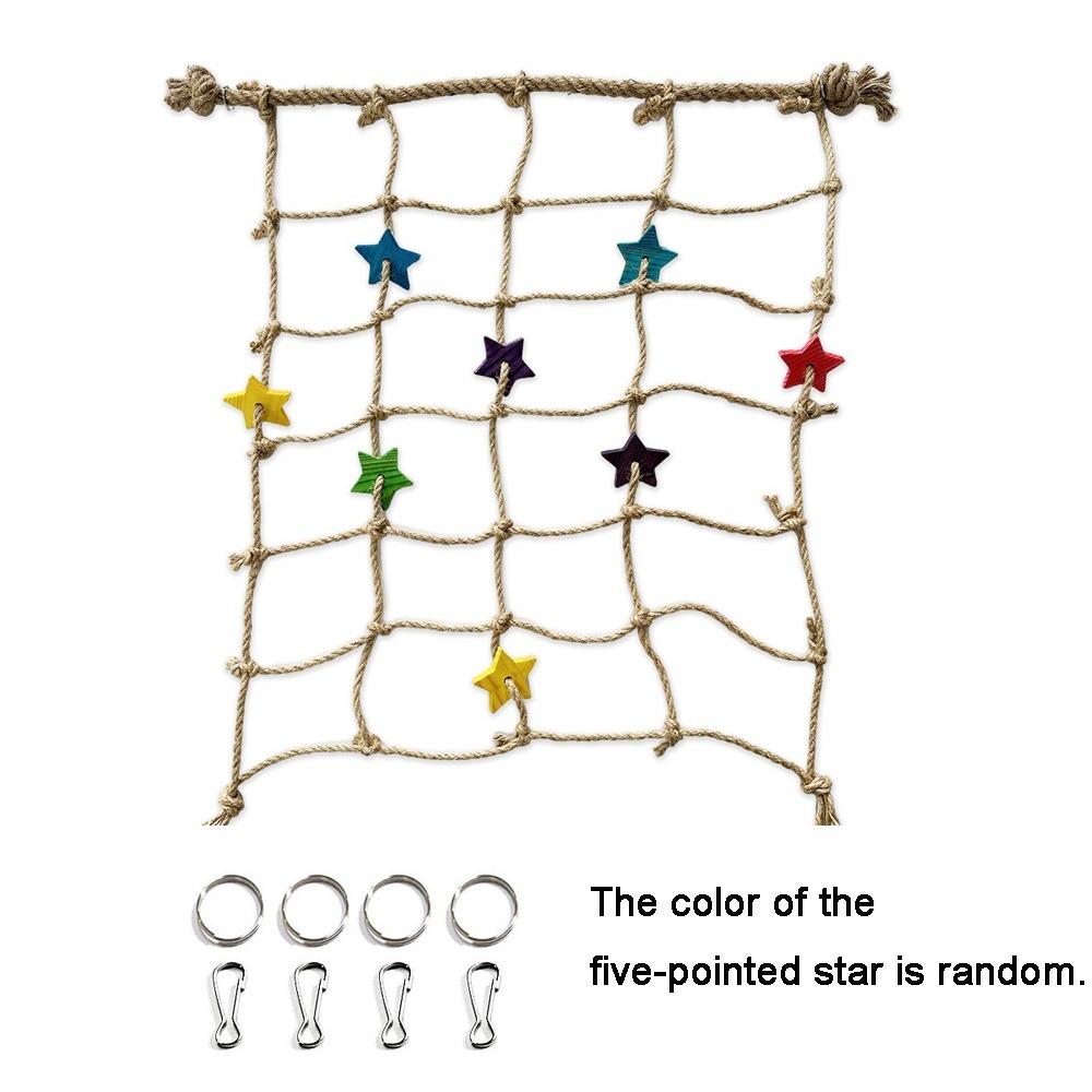 Качели-веревка для птиц, цветная звезда, жердочка-сетка, креативная сетка для лазания попугаев, для помещения бежевый