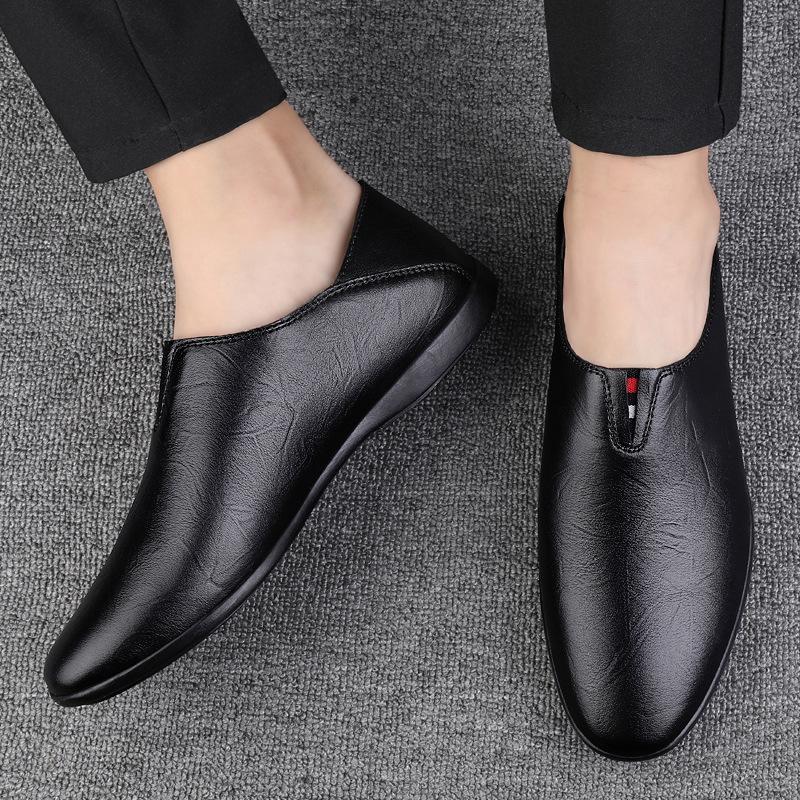 Men's shoes first layer cowhide men's casual shoes business dress leather shoes men's foreign trade one-pedal driving lazy shoes