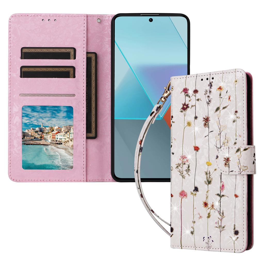 Para Xiaomi Redmi Note 13 Pro 5G/Poco X6 5G Capa Carteira de Couro Flor Verniz Capa de Telefone