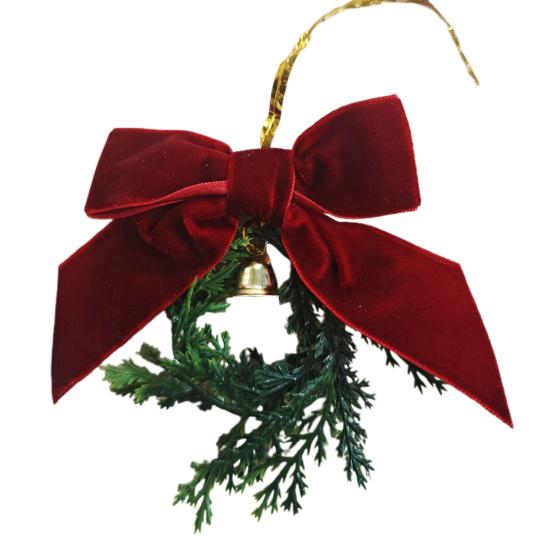

Мини Рождественский Венок из Кедра Маленький Искусственный Рождественский Венок с Колокольчиком и Бантом из Ленты для Рождественской Елки Каминной Полки Окна Камина Кухонного Декора 1pc