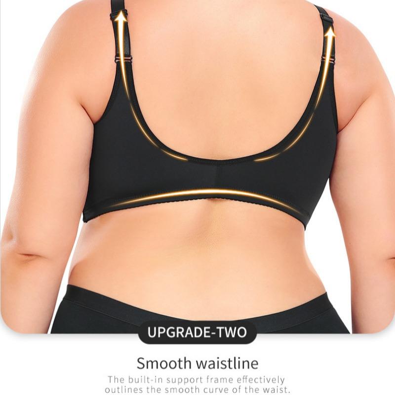 European and American Front-buttoned Beautiful Back Large Size No-rim Vest Adjustable Running Underwear Side Breast Shaping Bra