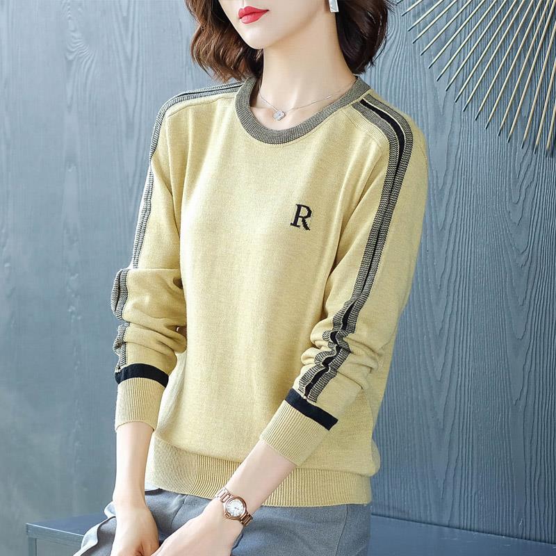 

Women s Knitted Sweater with Long Sleeves Loose Fitting Sweater Short Top Autumn and Winter High-end Lady Bottoming Shirt L чорний