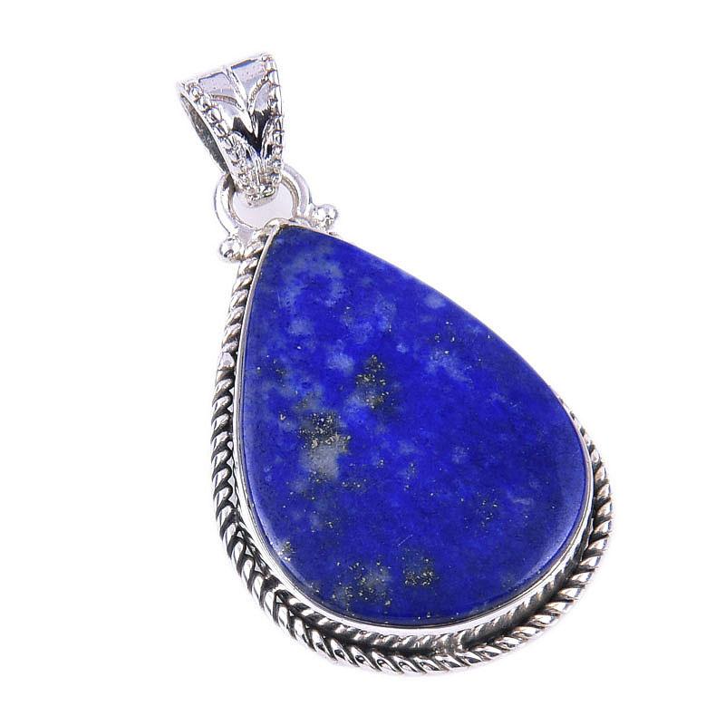 Natürlicher Lapislazuli Edelstein 925 Massiv Sterlingsilber Geschenk Anhänger 1.50" u5z53