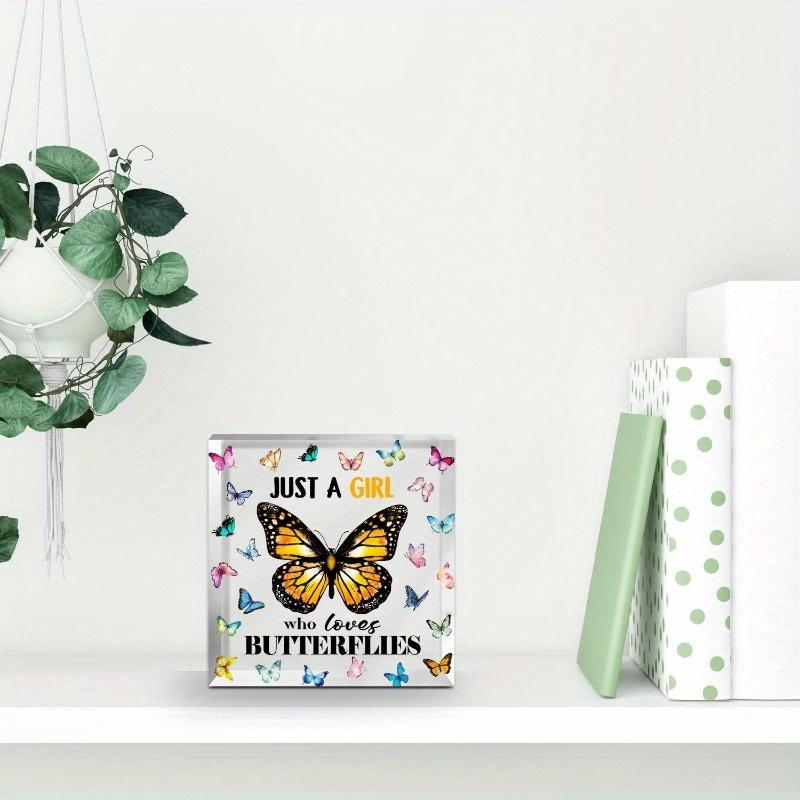Butterfly gift for game player enthusiasts, Just a Girl Who Loves acrylic sign, birthday gift for butterfly lovers.