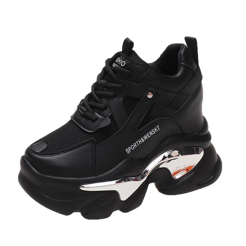 

Women Chunky Sneakers Platform Ulzzang Sports Shoes Summer Thick Bottom Breathable Mesh Casual Shoes 11CM High Heels Woman 34