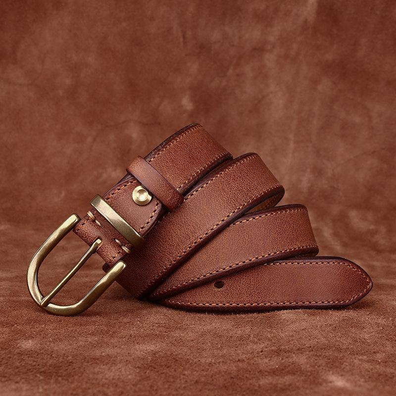 

3,3 см широкий трендовый персонализированный кожаный ремень мужской ретро пряжка повседневный универсальный мужской ремень женский универсальный 130cm