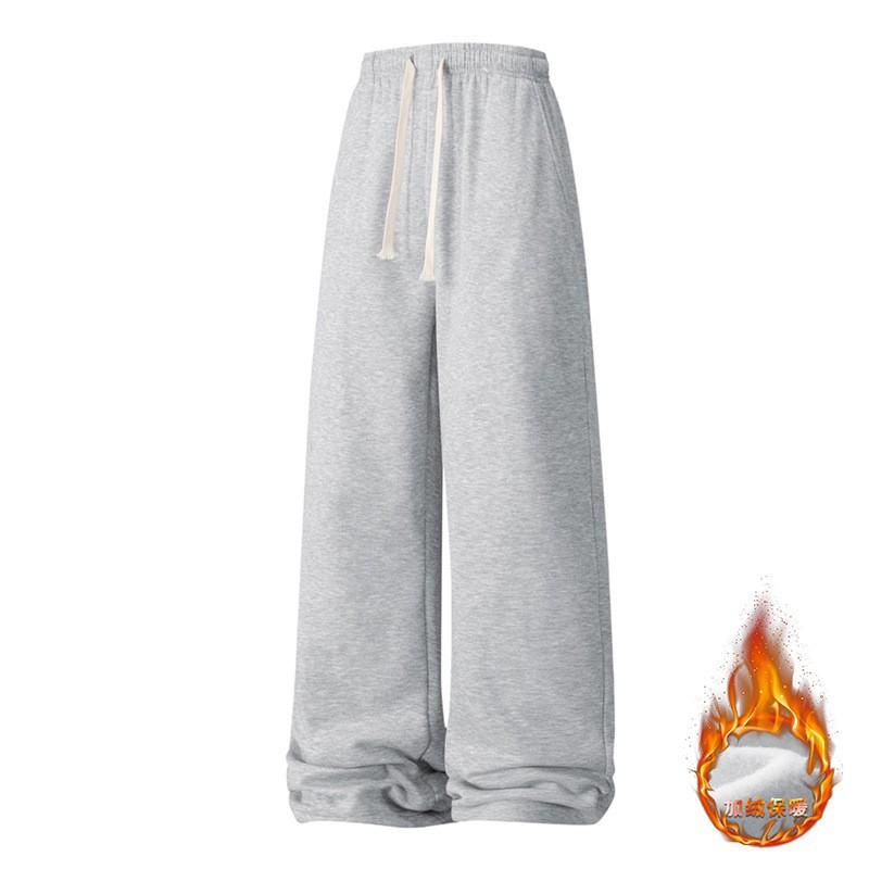 Shirt Less Clothing Fleece Sports Casual Sweatpants Men's Large Size Warm Gray Autumn and Winter Leggings