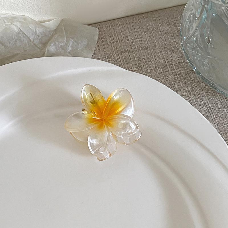 Fermaglio a Pinza Trasparente a Forma di Fiore d'Uovo Donna Temperamento Versatile di Alta Gamma Gradiente Fermaglio per Capelli Ragazza Fermaglio a Squalo Copricapo