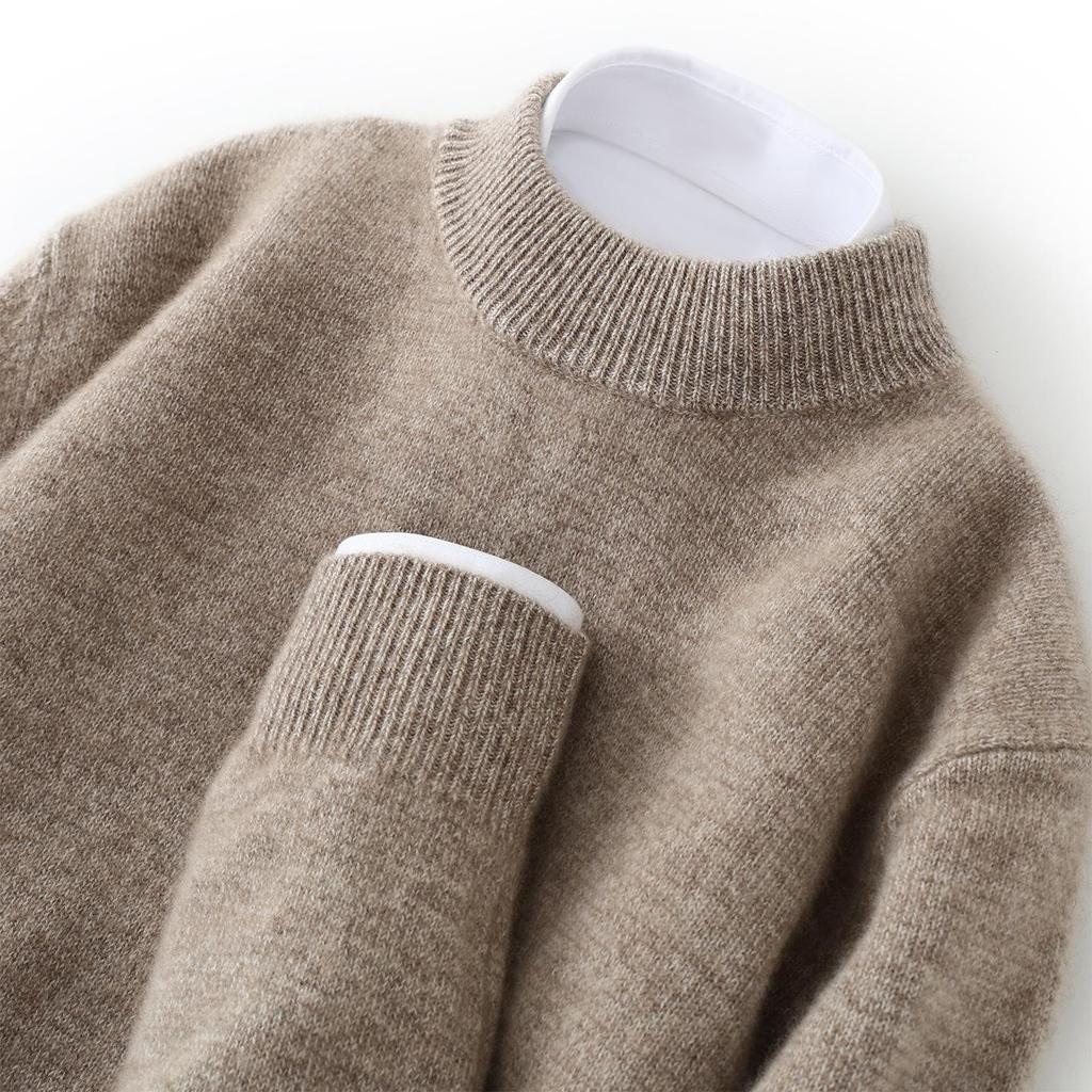 Men's Thick Heather Yarn Cashmere Sweater - Half-High Collar, Light Luxury, Warm for Autumn/Winter, New Style Knit Base Layer