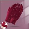Full Finger Touch Screen Gloves Bow Printed Driving Mittens New Skiing Gloves  Autumn and Winter
