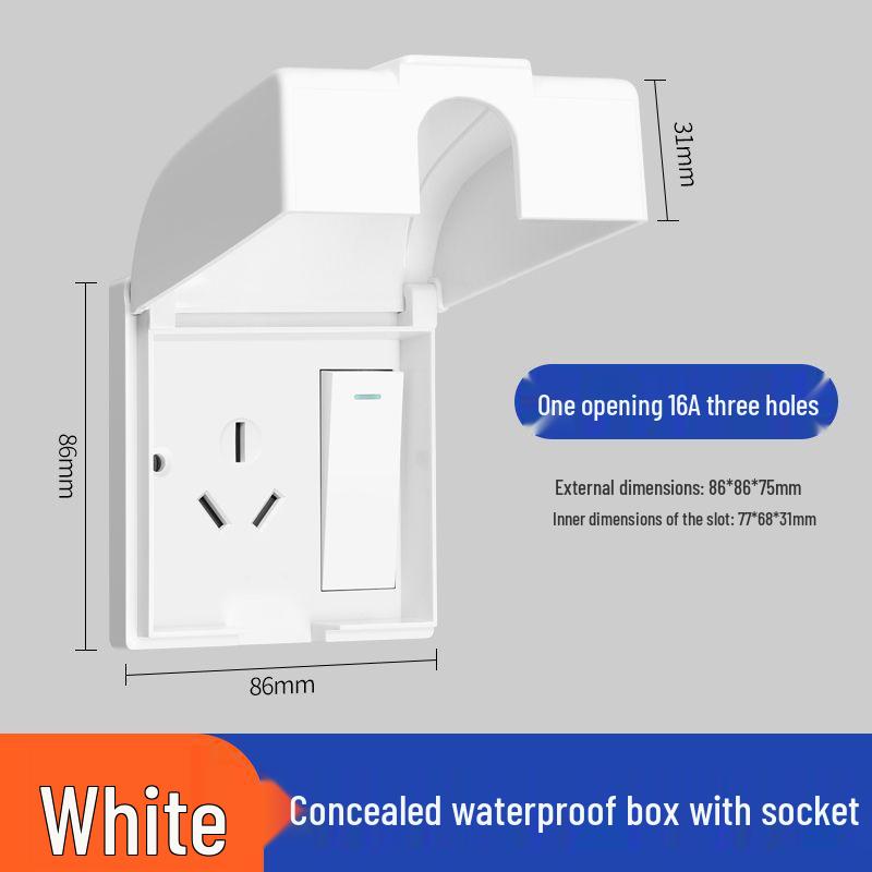 86 Type Outdoor Surface Mount Socket Box with Integrated Five-Hole Panel Switch Cover